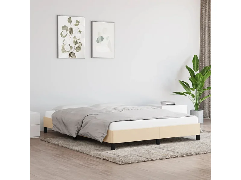Lit double | Lit adulte | Cadre de lit crème 140x190 cm tissu