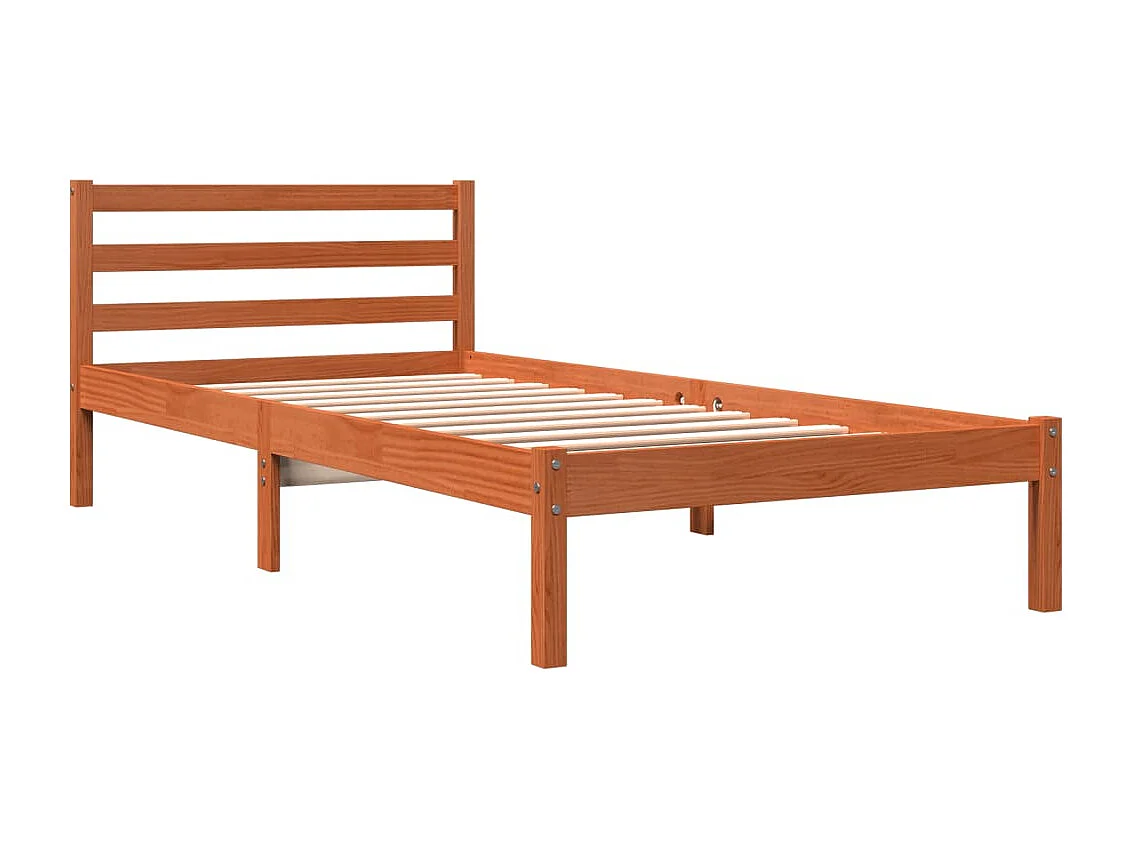 Lit simple | Lit adulte, enfant | Cadre de lit cire marron 90x200 cm bois pin massif