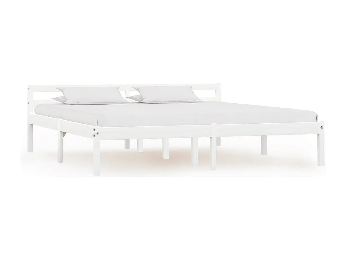 Lit double | Lit adulte | Cadre de lit blanc bois de pin massif 160x200 cm