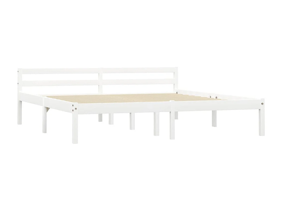 Lit double | Lit adulte | Cadre de lit blanc bois de pin massif 160x200 cm