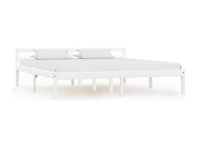 Lit double | Lit adulte | Cadre de lit blanc bois de pin massif 160x200 cm