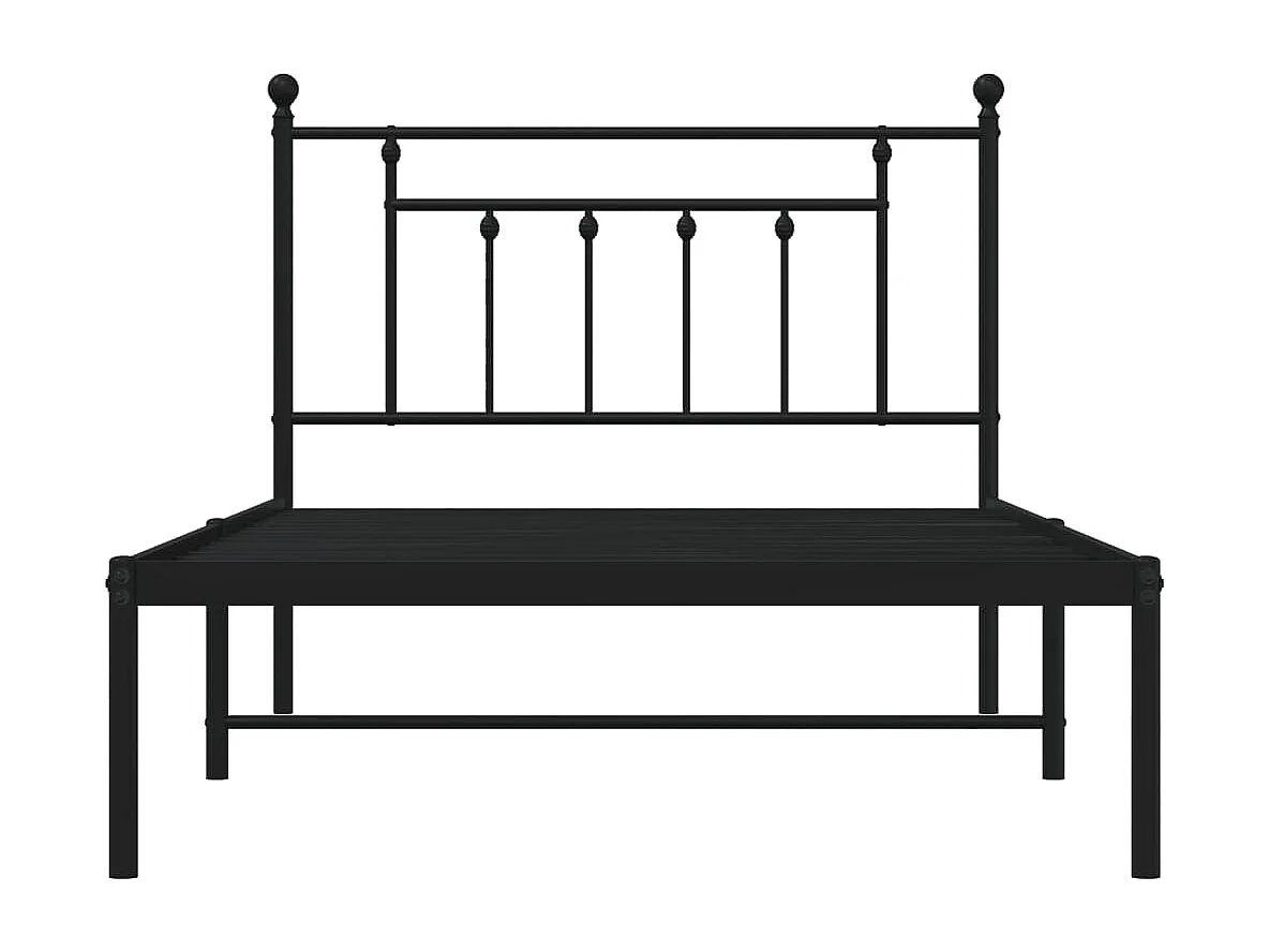 Lit simple | Lit adulte, enfant | Cadre de lit métal avec tête de lit noir 107x203cm