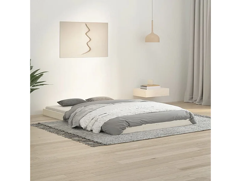 Lit simple | Lit adulte, enfant | Cadre de lit blanc 120x190 cm bois de pin massif