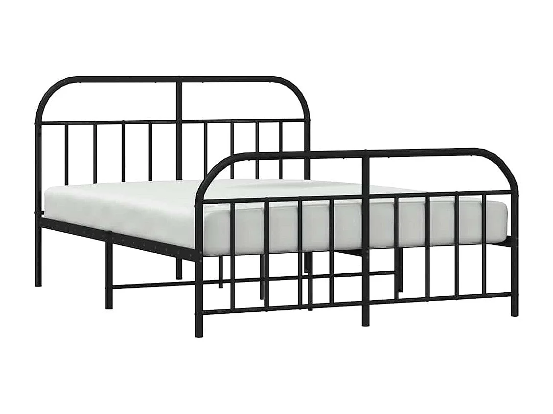 Lit double | Lit adulte | Cadre de lit métal avec pied de lit noir 150x200cm