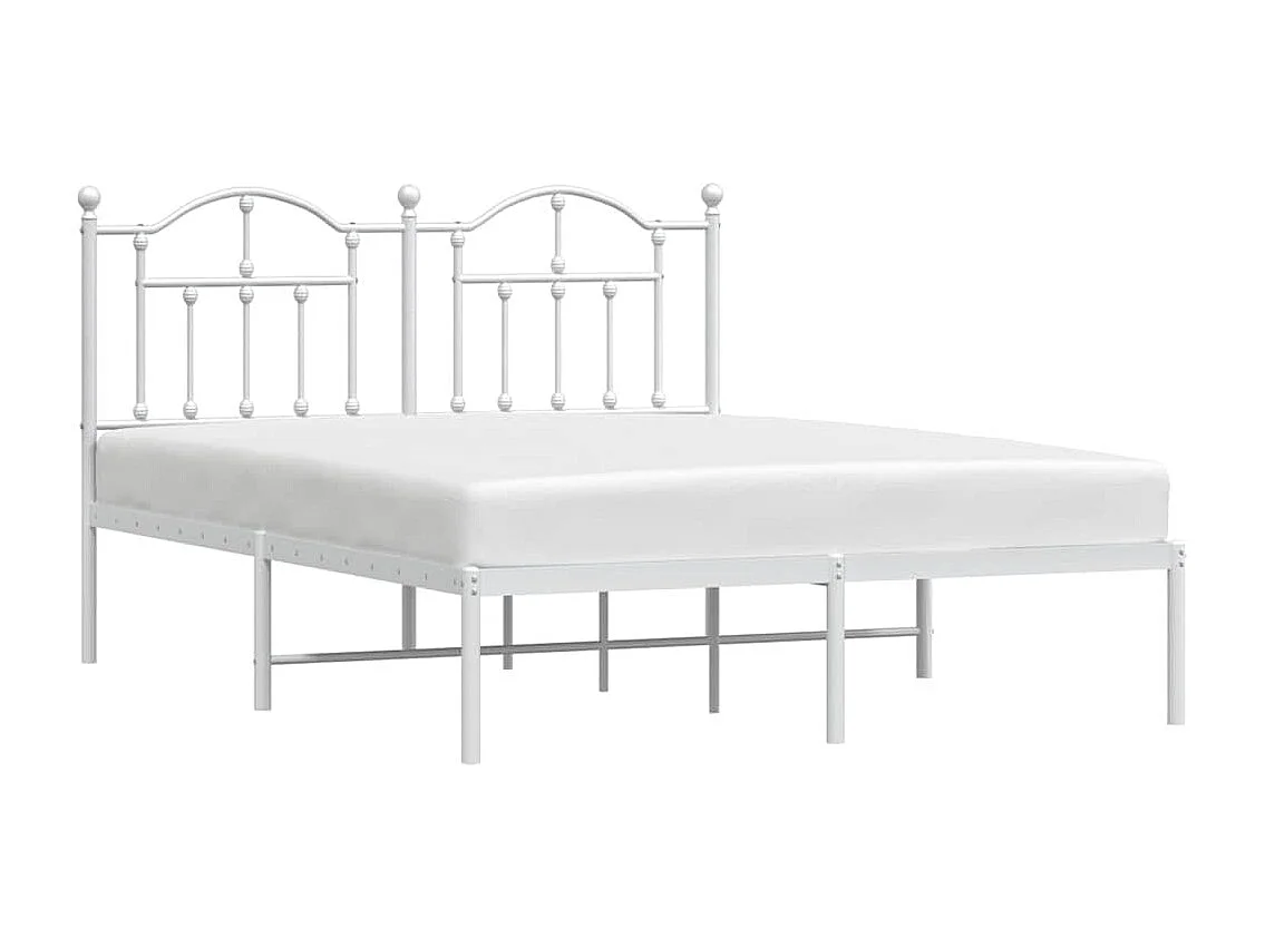 Lit double | Lit adulte | Cadre de lit métal et tête de lit blanc 150x200 cm