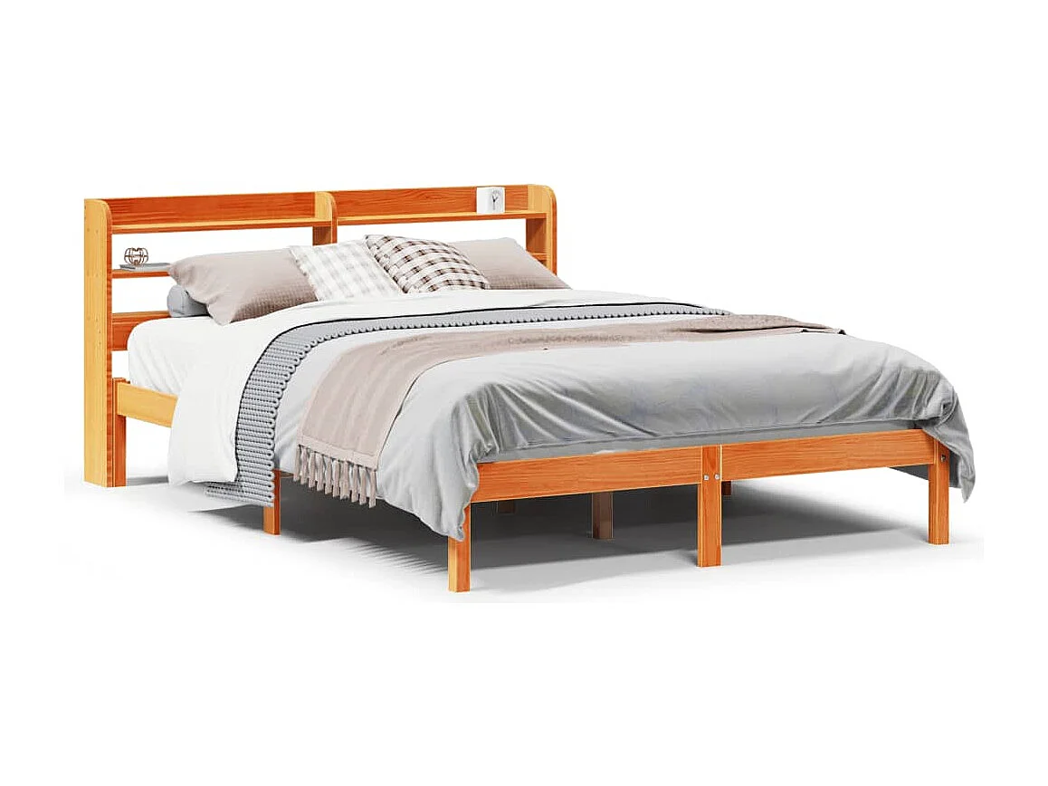 Lit simple | Lit adulte, enfant | Cadre de lit et tête de lit cire marron 120x190 cm