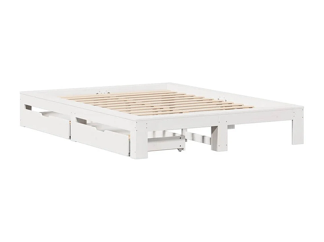 Lit double | Lit adulte | Cadre de lit blanc 140x190 cm bois de pin massif