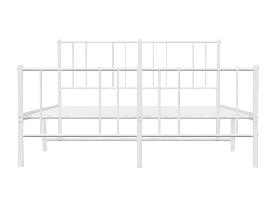 Lit double | Lit adulte | Cadre de lit métal et pied de lit blanc 160x200 cm