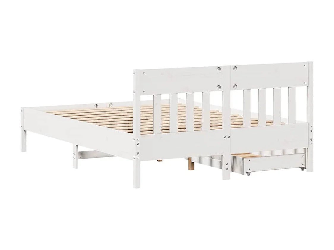 Lit double | Lit adulte | Cadre de lit blanc 150x200 cm bois de pin massif