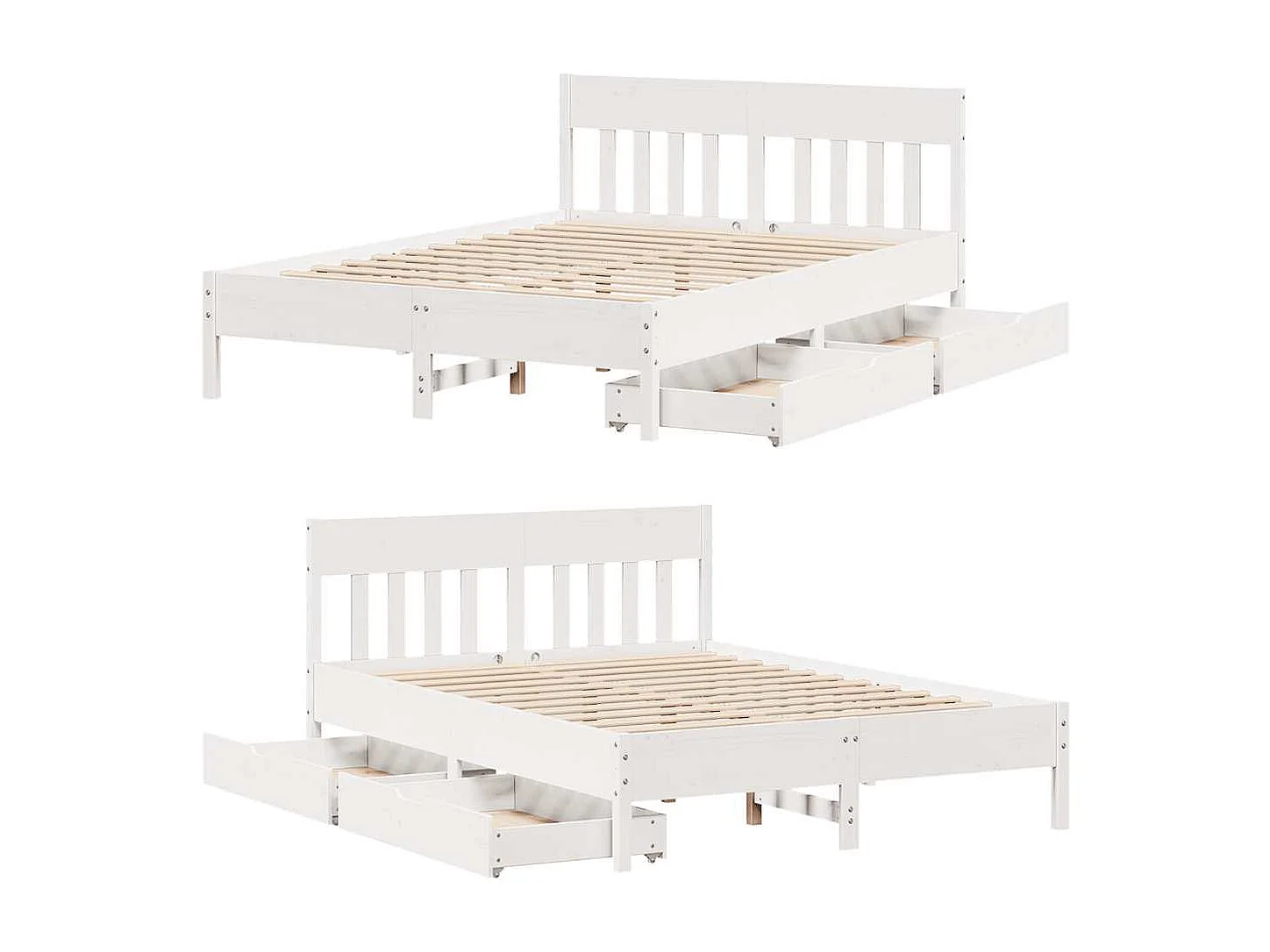 Lit double | Lit adulte | Cadre de lit blanc 150x200 cm bois de pin massif