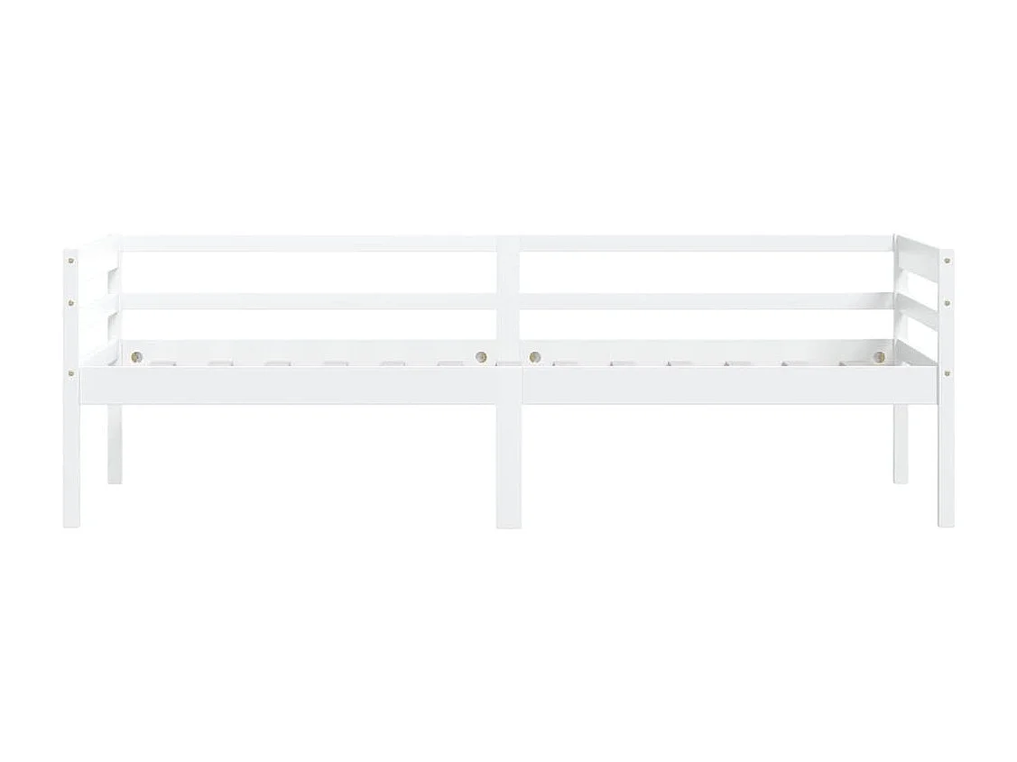 Lit simple | Lit adulte, enfant | Cadre de lit blanc bois de pin massif 90x200 cm