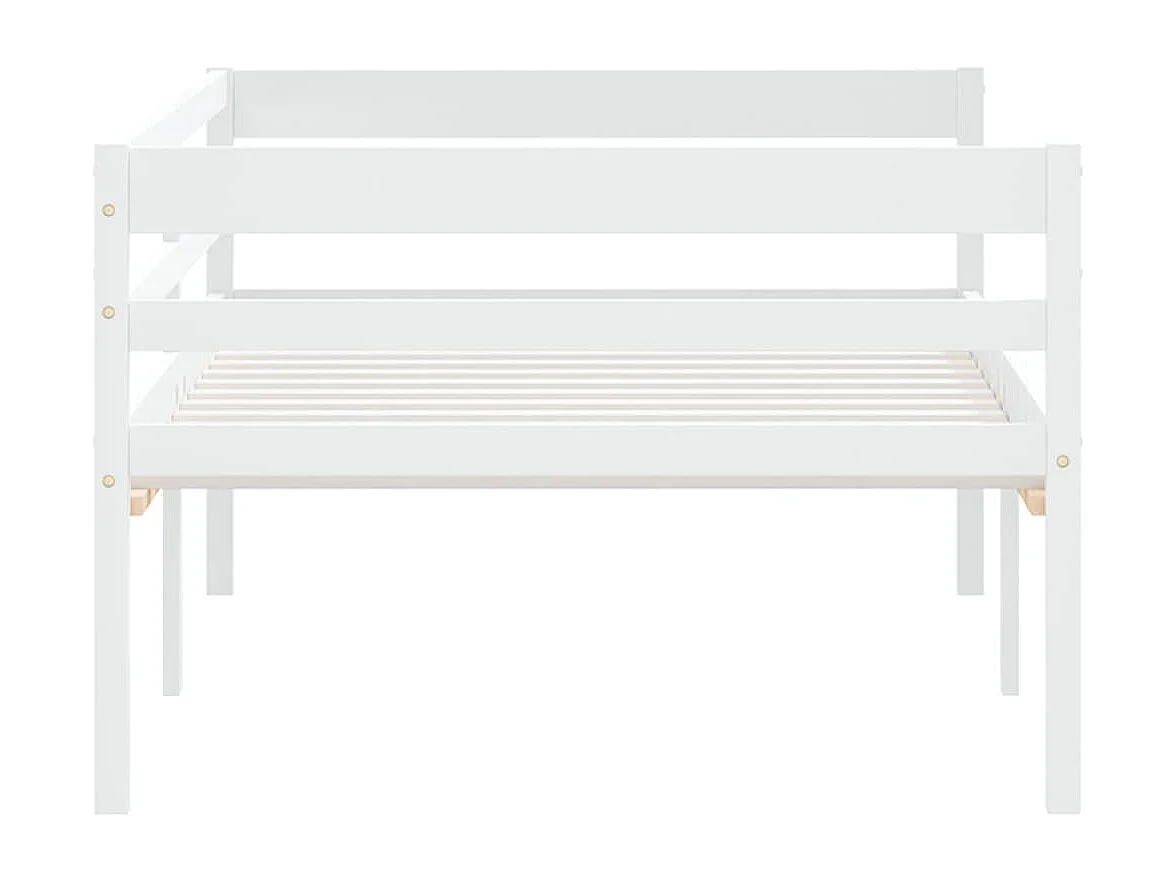 Lit simple | Lit adulte, enfant | Cadre de lit blanc bois de pin massif 90x200 cm