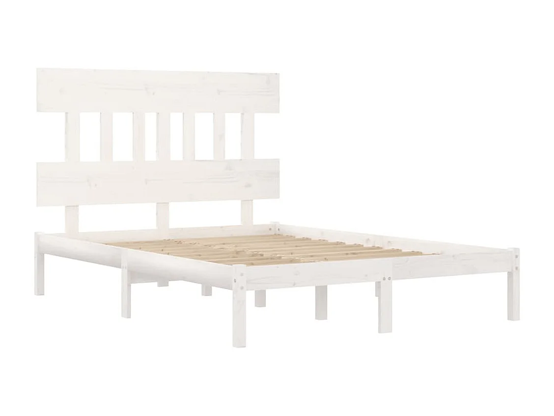 Lit double | Lit adulte | Cadre de lit blanc 140x190 cm bois massif