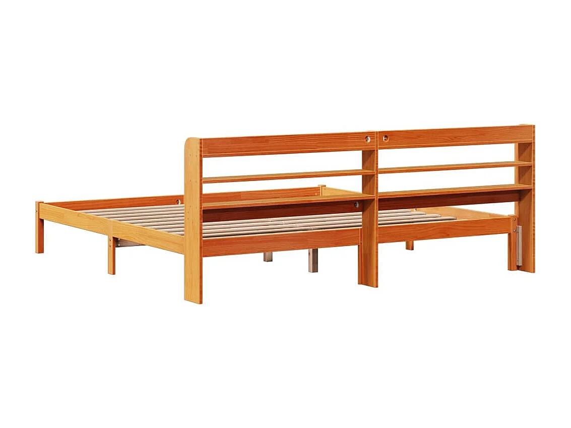 Lit double | Lit adulte | Cadre de lit et tête de lit cire marron 200x200 cm