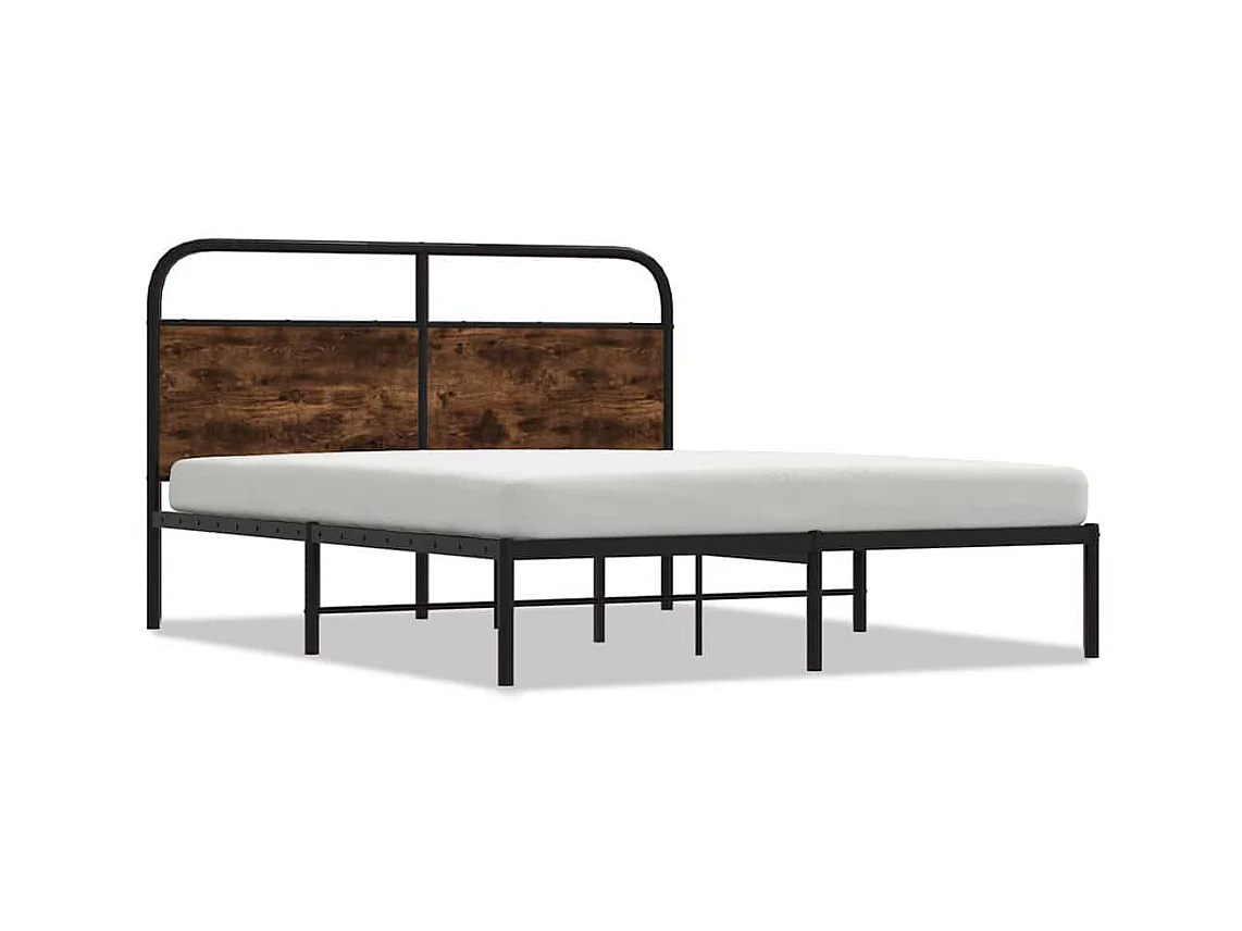 Letto per adulti | Letto matrimoniale | Giroletto senza Materasso Rovere Fumo 150x200 cm in Truciolato