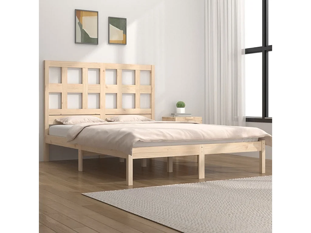 Lit double | Lit adulte | Cadre de lit 200x200 cm bois massif de pin