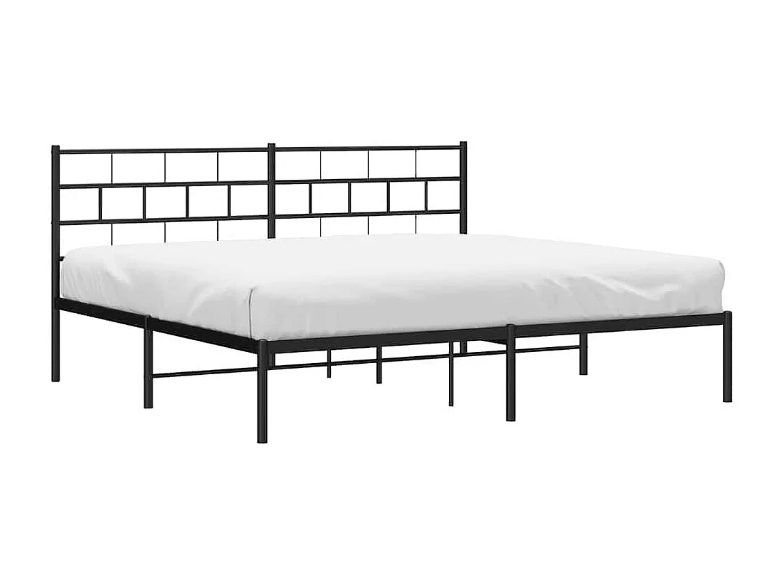 Lit double | Lit adulte | Cadre de lit métal avec tête de lit noir 193x203cm
