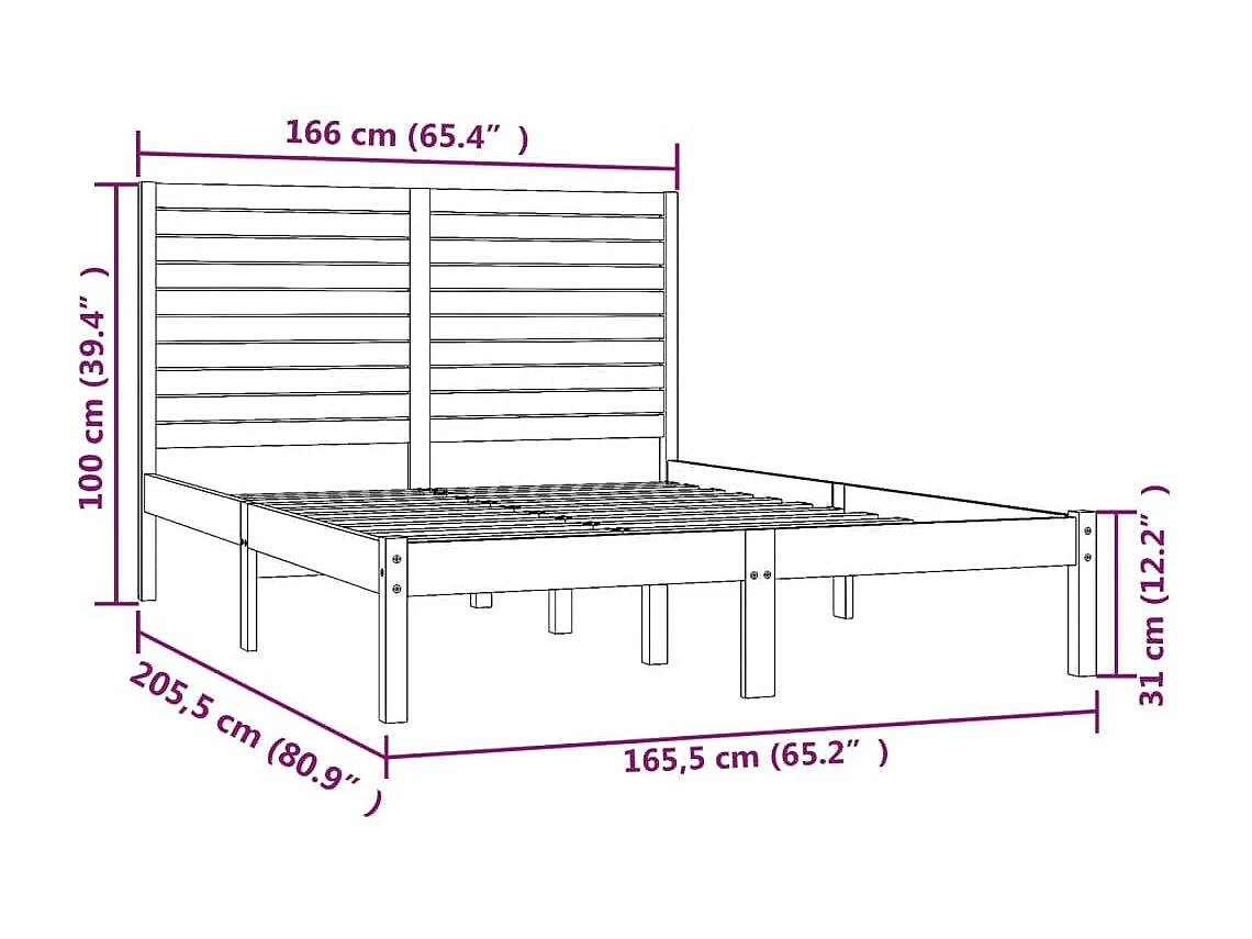 Lit double | Lit adulte | Cadre de lit 160x200 cm bois massif