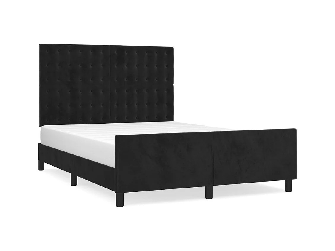 Lit double | Lit adulte | Cadre de lit noir 140x190 cm velours