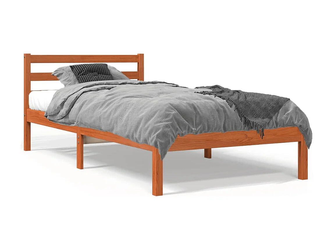 Lit simple | Lit adulte, enfant | Cadre de lit cire marron 90x190 cm bois pin massif