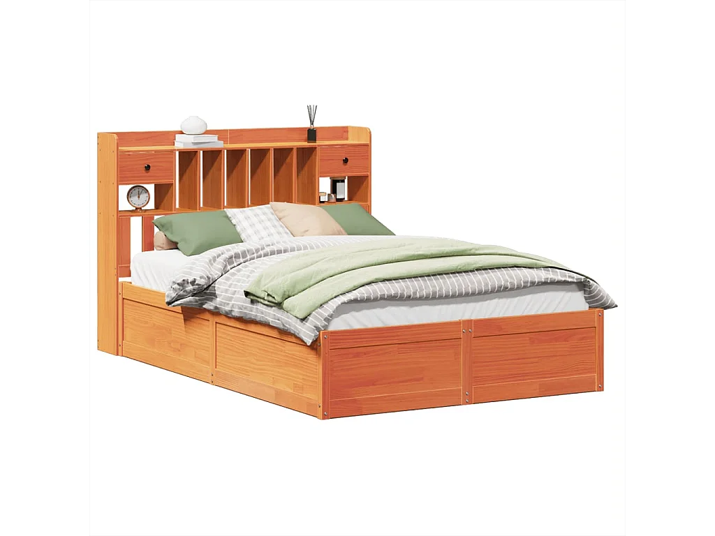 Lit double | Lit adulte | Cadre de lit cire marron 140x190cm bois pin massif