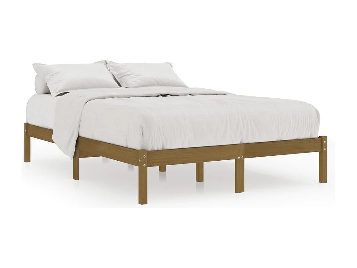 Lit double | Lit adulte | Cadre de lit marron miel bois massif 200x200 cm