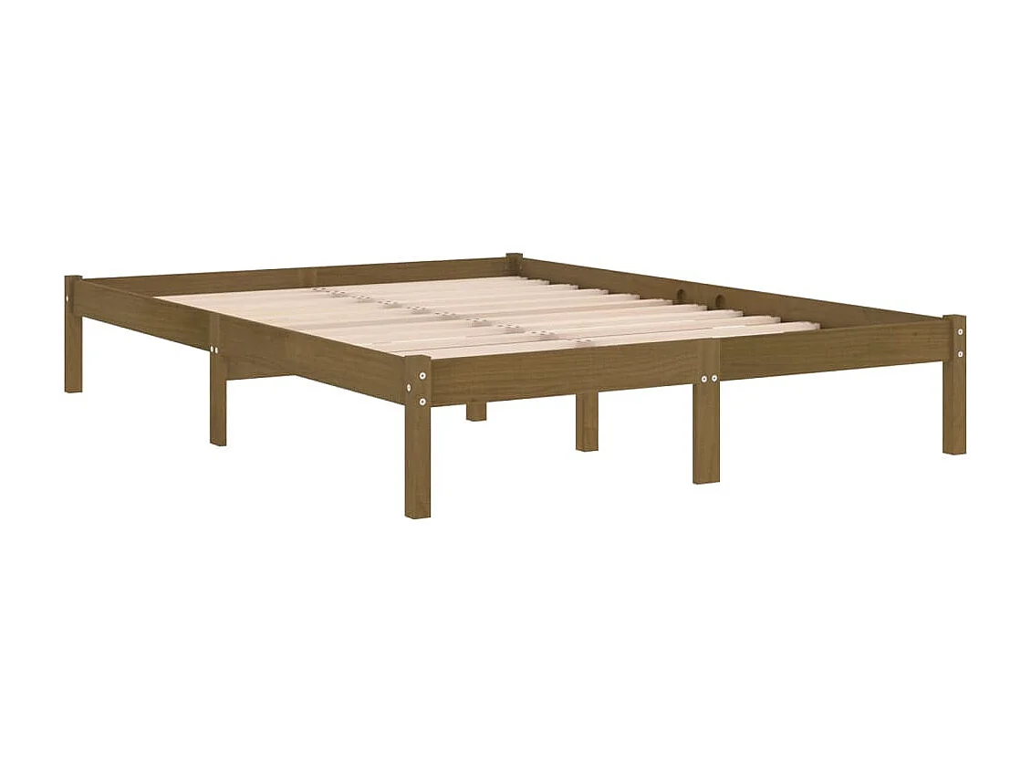 Lit double | Lit adulte | Cadre de lit marron miel bois massif 200x200 cm