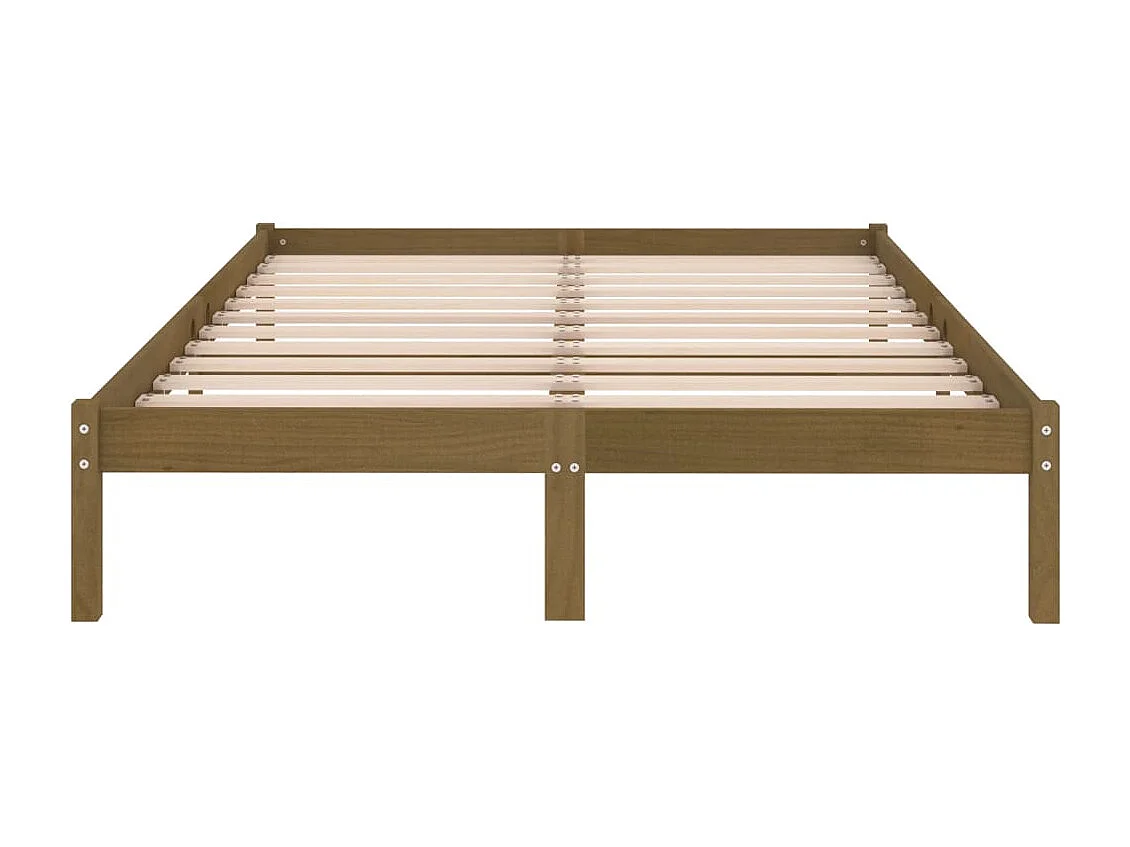 Lit double | Lit adulte | Cadre de lit marron miel bois massif 200x200 cm