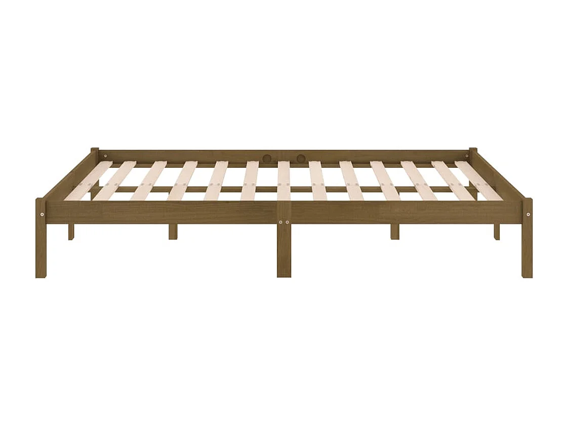 Lit double | Lit adulte | Cadre de lit marron miel bois massif 200x200 cm