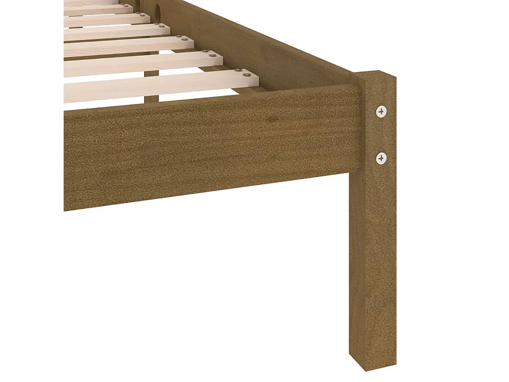 Lit double | Lit adulte | Cadre de lit marron miel bois massif 200x200 cm