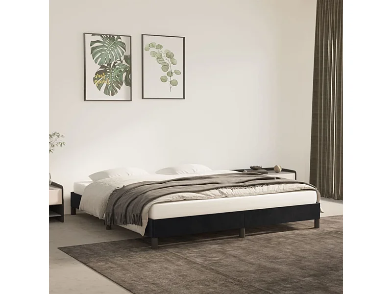 Lit double | Lit adulte | Cadre de lit noir 160x200 cm velours