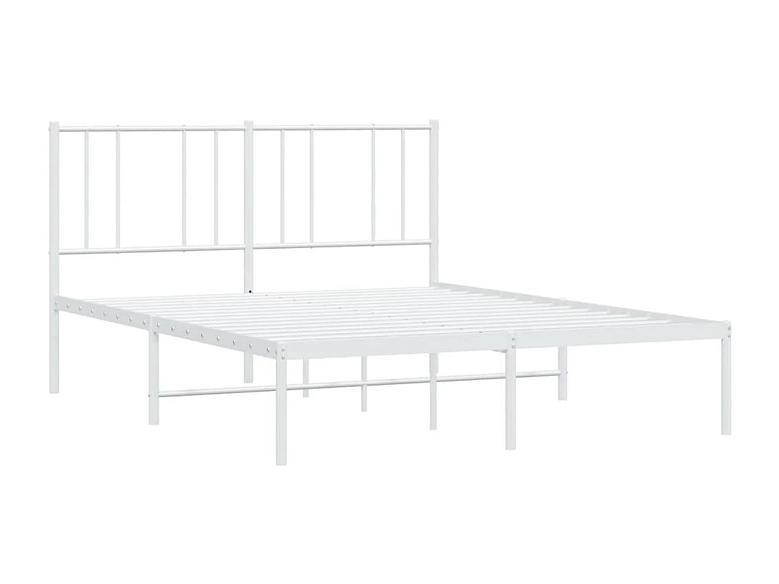 Lit double | Lit adulte | Cadre de lit métal et tête de lit blanc 140x200 cm