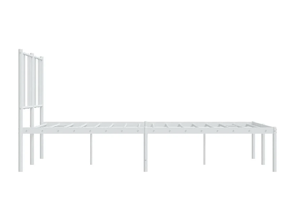 Lit double | Lit adulte | Cadre de lit métal et tête de lit blanc 140x200 cm