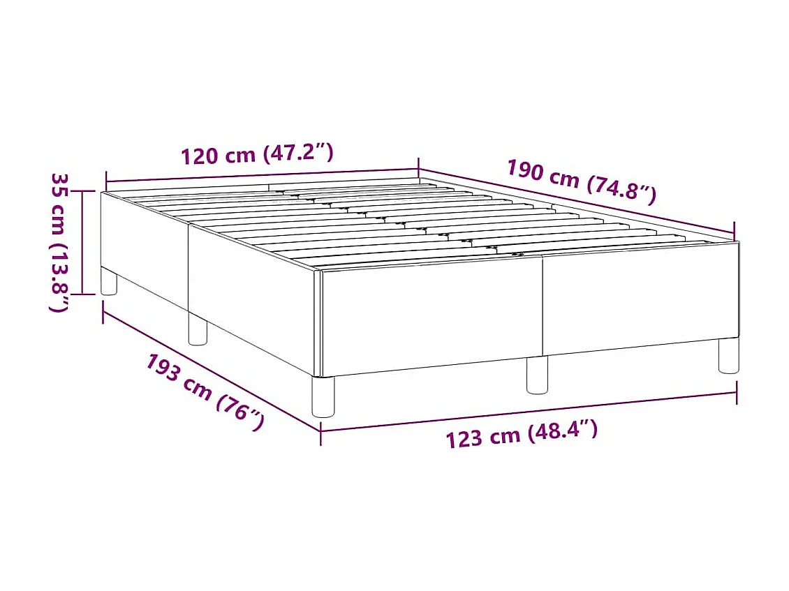Lit simple | Lit adulte, enfant | Cadre de lit marron foncé 120x190 cm tissu