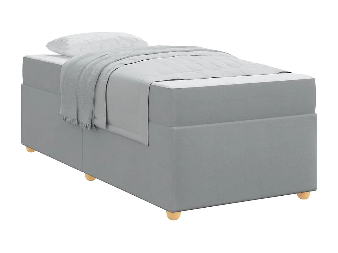 Lit simple | Lit adulte, enfant | Cadre de lit avec matelas Gris clair 90x200 cm tissu