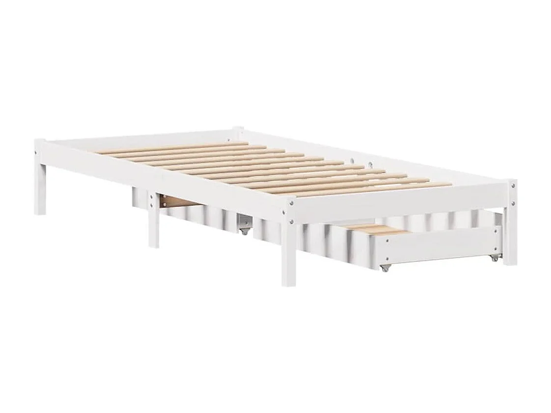 Lit simple | Lit adulte, enfant | Cadre de lit blanc 75x190 cm bois de pin massif