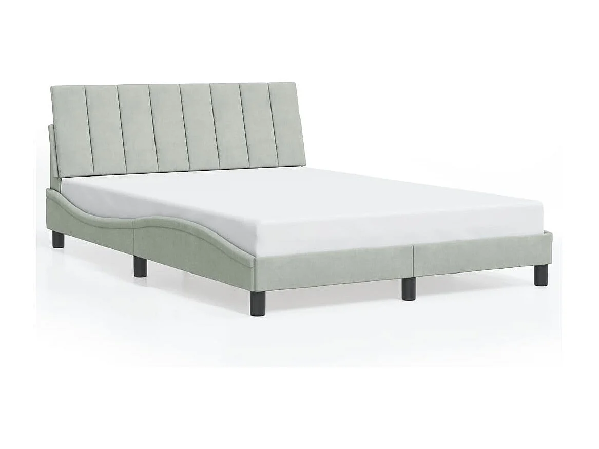 Letto per adulti | Letto singolo | Giroletto con LED senza Materasso Hanko Grigio Chiaro 120x200 cm in Velluto