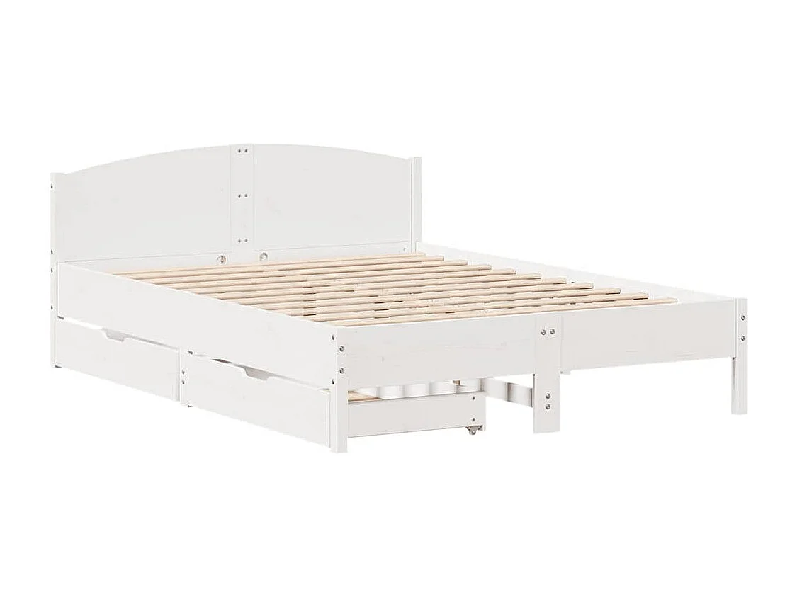 Lit double | Lit adulte | Cadre de lit blanc 140x200 cm bois de pin massif