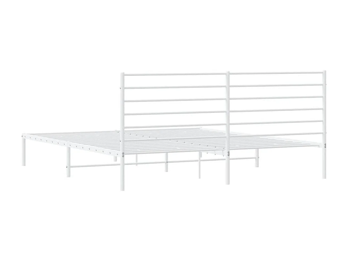 Lit double | Lit adulte | Cadre de lit métal et tête de lit blanc 200x200 cm