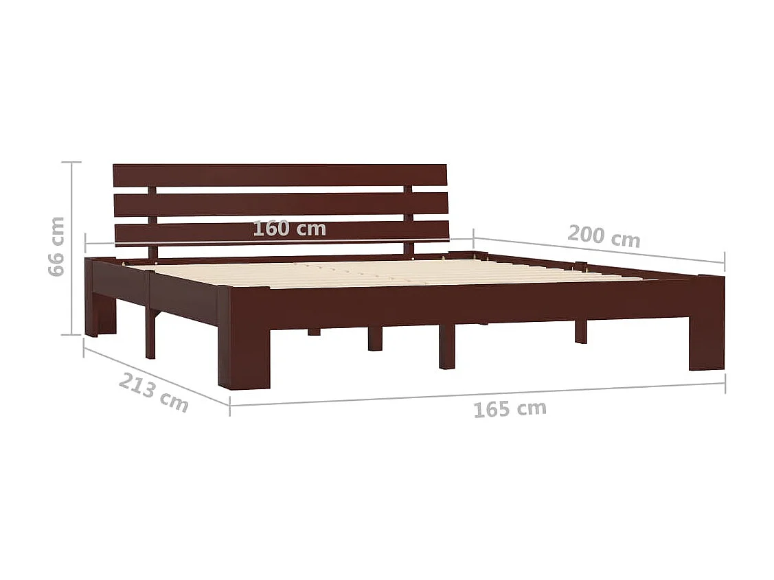 Lit double | Lit adulte | Cadre de lit marron foncé pin massif 160x200 cm