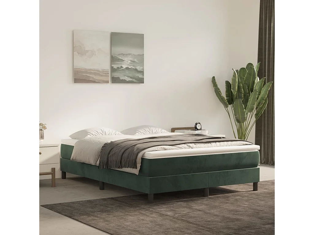 Lit double | Lit adulte | Cadre de lit vert foncé 140x200 cm velours