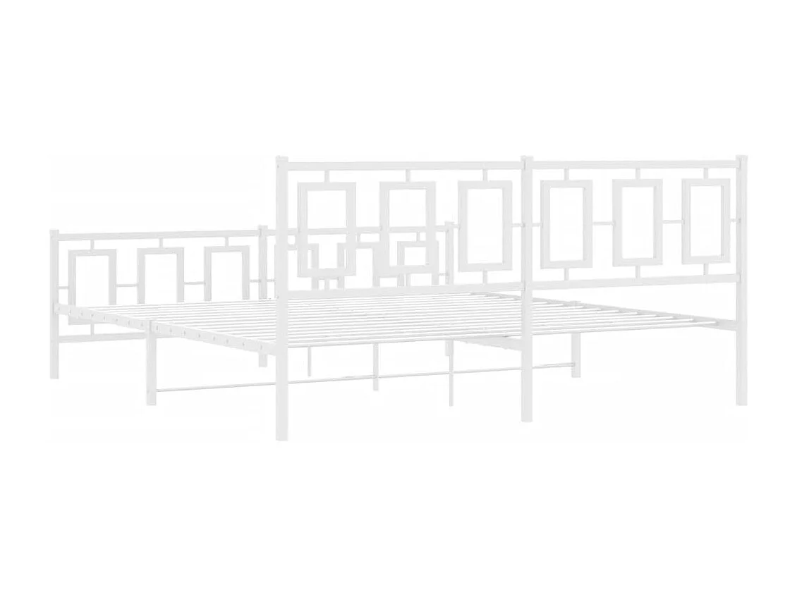 Lit double | Lit adulte | Cadre de lit métal et pied de lit blanc 183x213 cm
