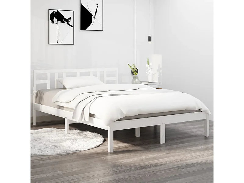 Lit simple | Lit adulte, enfant | Cadre de lit blanc 120x190 cm bois massif