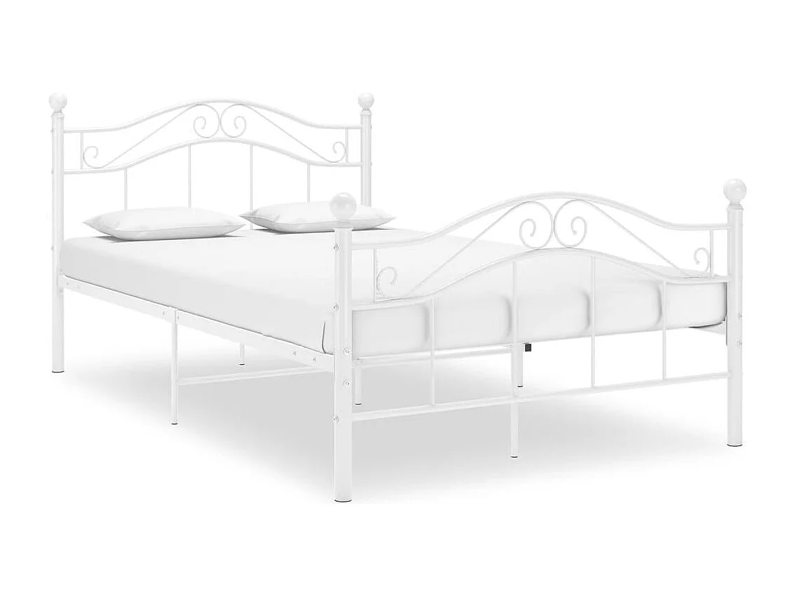 Lit simple | Lit adulte, enfant | Cadre de lit blanc métal 120x200 cm