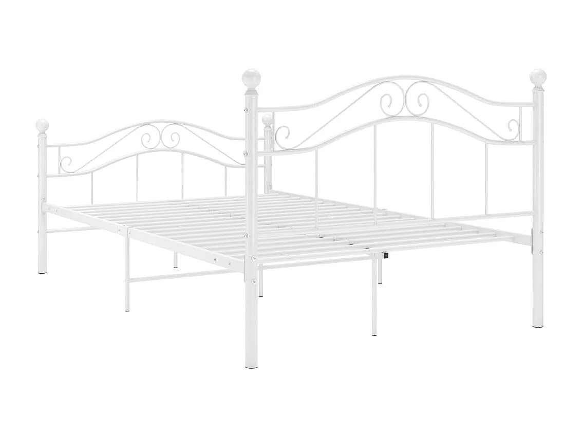 Lit simple | Lit adulte, enfant | Cadre de lit blanc métal 120x200 cm