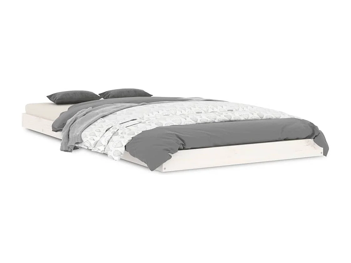 Lit simple | Lit adulte, enfant | Cadre de lit blanc 90x190 cm bois de pin massif