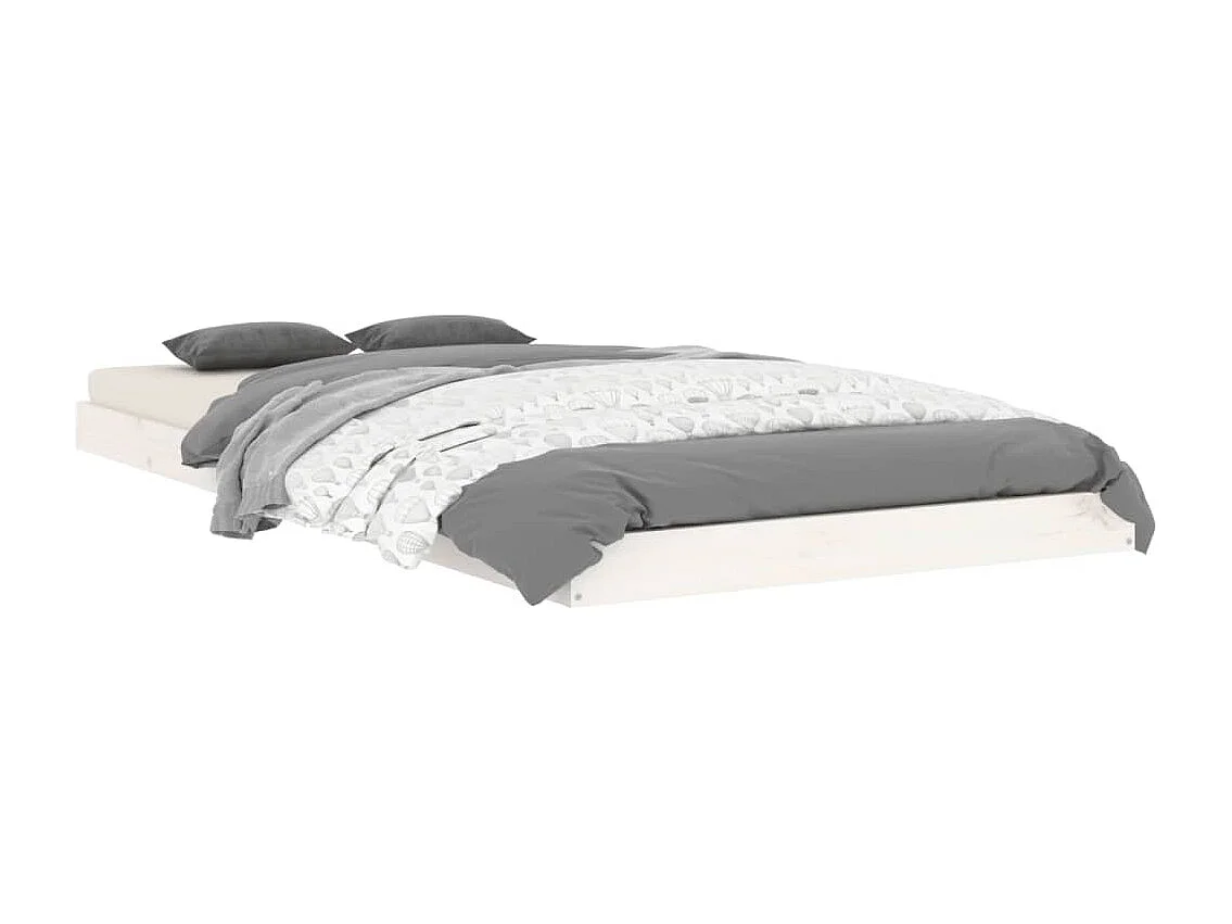Lit simple | Lit adulte, enfant | Cadre de lit blanc 90x190 cm bois de pin massif