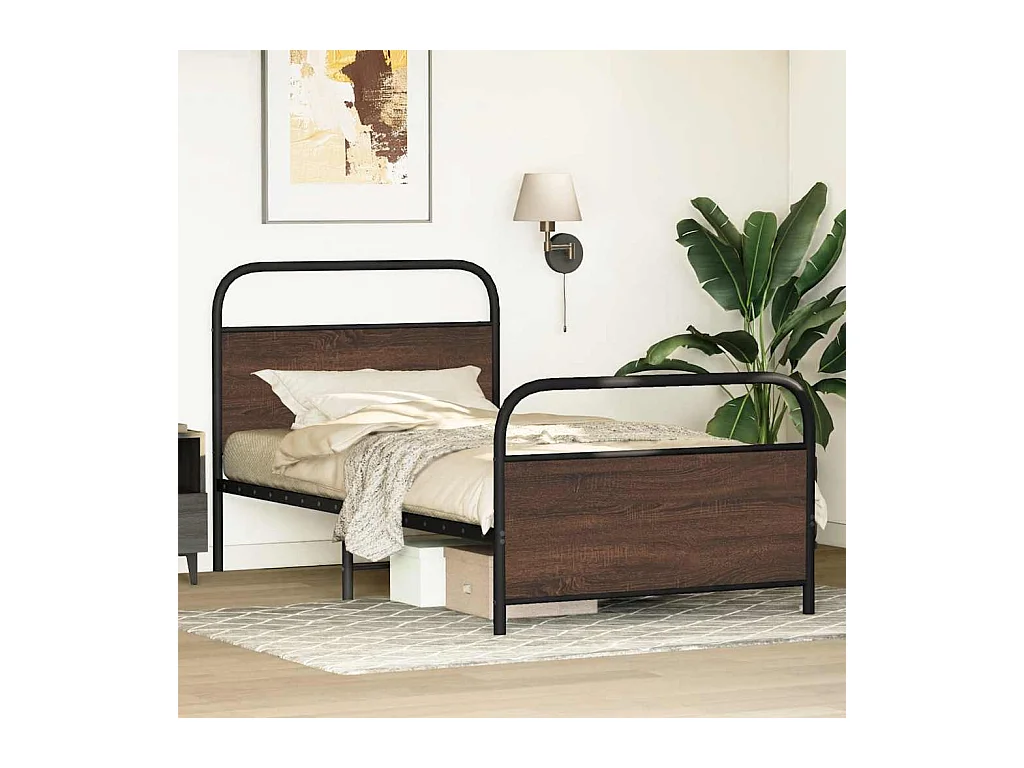 Letto per adulti | Letto singolo | Giroletto senza Materasso Rovere Marrone 100x190 cm Truciolato