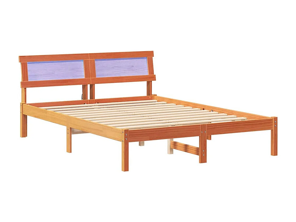 Lit simple | Lit adulte, enfant | Cadre de lit Marron cire 120x200 cm Bois massif en pin