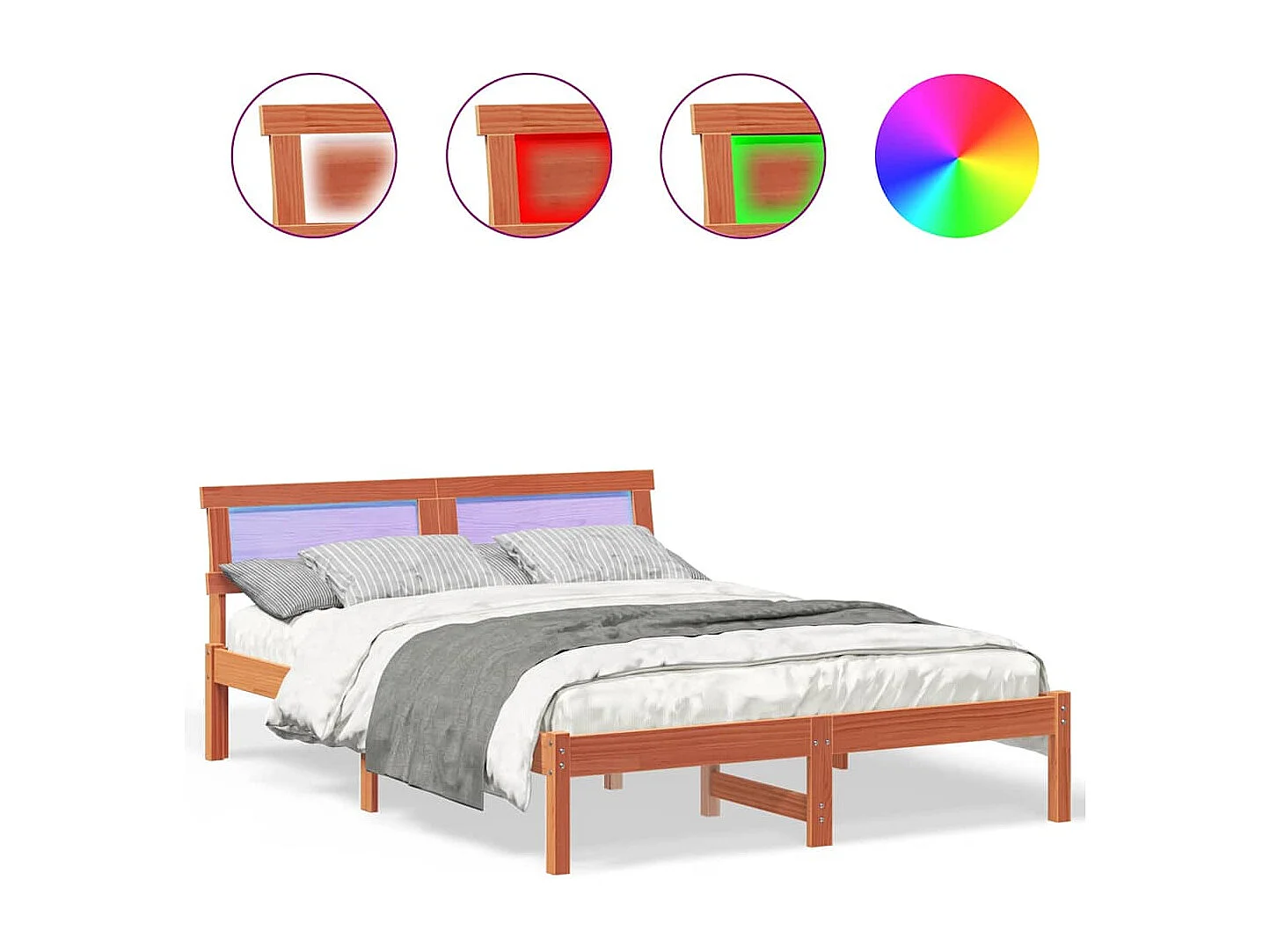 Lit simple | Lit adulte, enfant | Cadre de lit Marron cire 120x200 cm Bois massif en pin